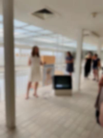 Vor dem Werk von Hito Steyerl.
Foto: © Biennale für Freiburg 2
